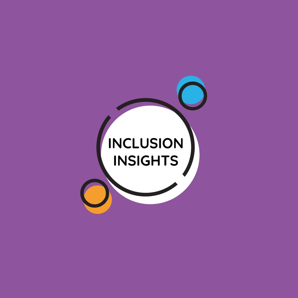 A circular logo with the inscription "Inclusion Insights" on a purple background